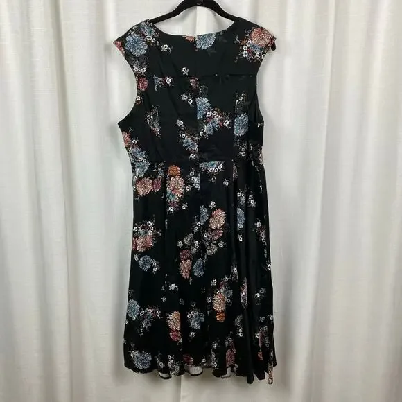 Torrid Black Floral Sleeveless Fit&Flare Party Dress Sz.18W NWT - Picture 8 of 14